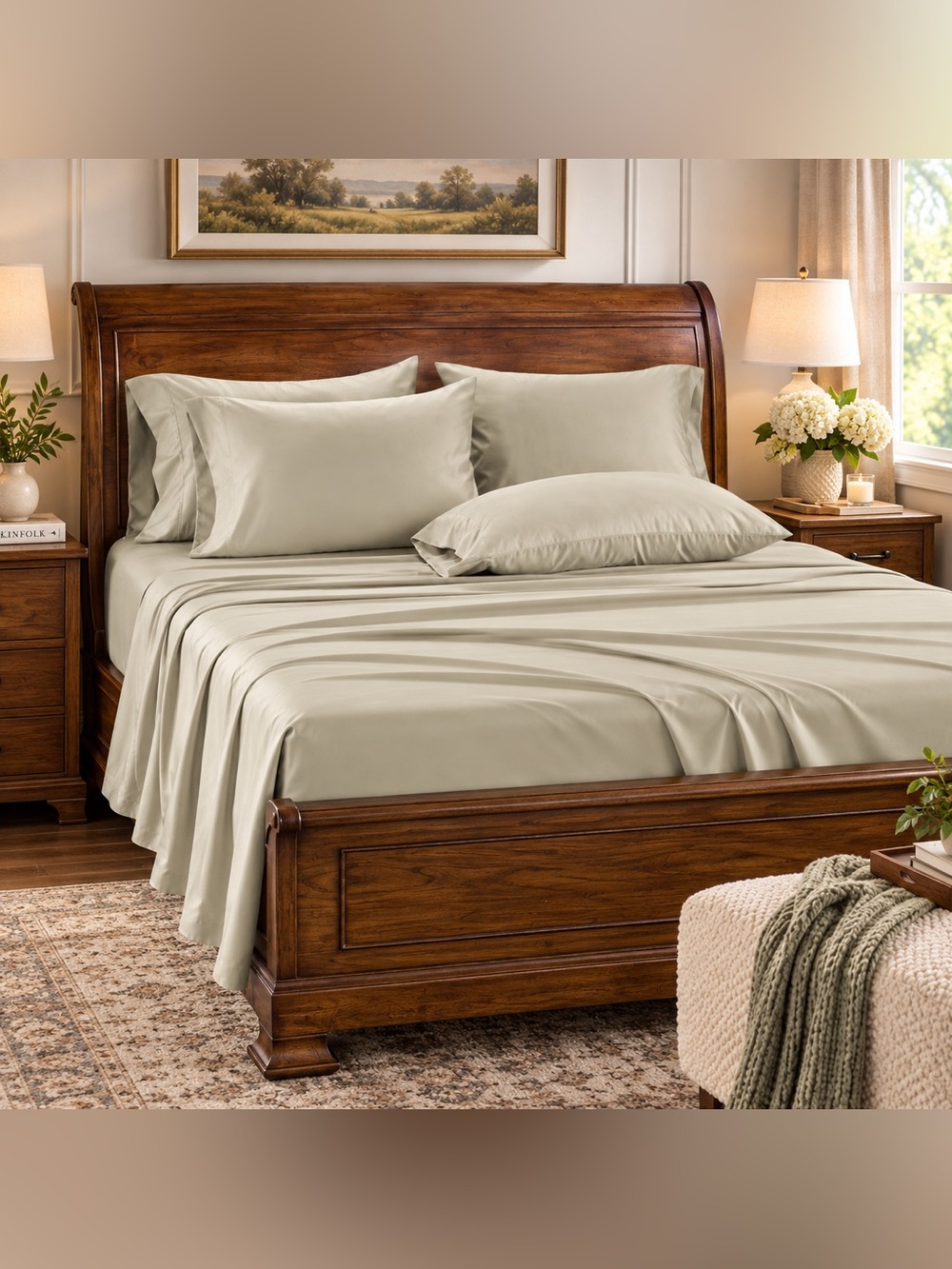 Hotel Signature King Egyptian Cotton 400TC 6pc Sheet Set Beige
